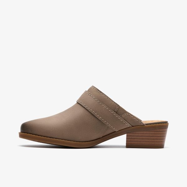 Womens Danyelle Mist Light Taupe Leather Clogs & Mules - Image 2