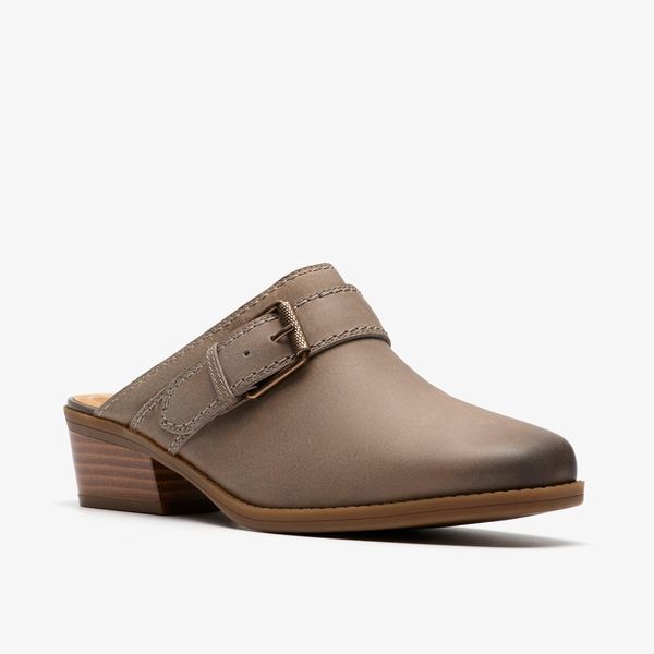 Womens Danyelle Mist Light Taupe Leather Clogs & Mules - Image 4