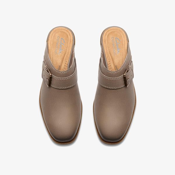 Womens Danyelle Mist Light Taupe Leather Clogs & Mules - Image 6