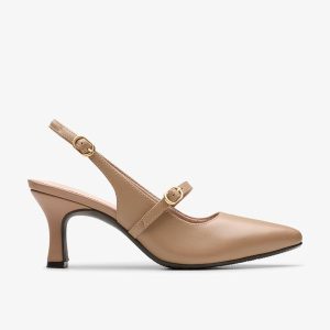 Womens Kataleyna Ruby Warm Beige Leather Pumps