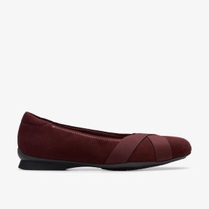 Womens Jazmynn Gem Merlot Suede Ballet flats