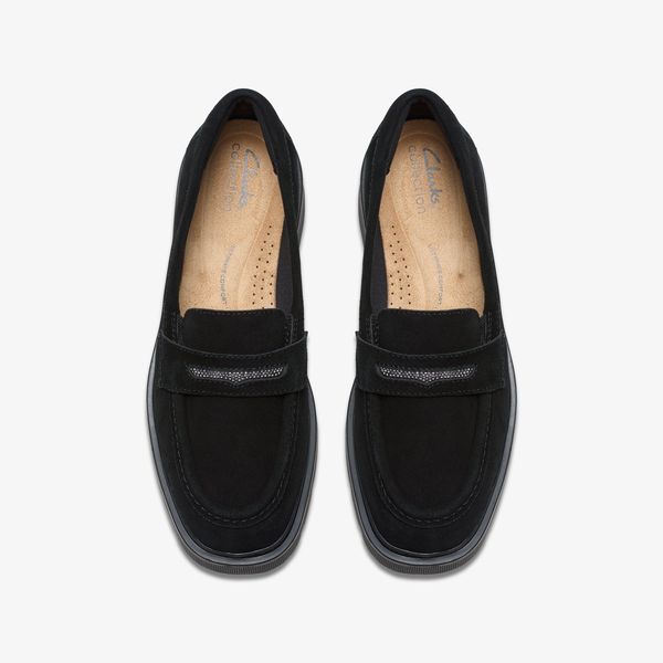 Womens Lauryl Step Black Suede Slip-Ons - Image 6