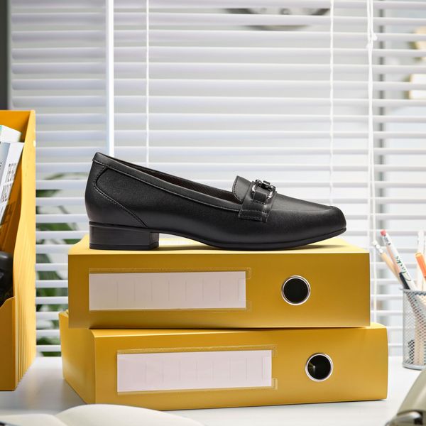 Womens Juliet Echo Black Leather Loafers - Image 2