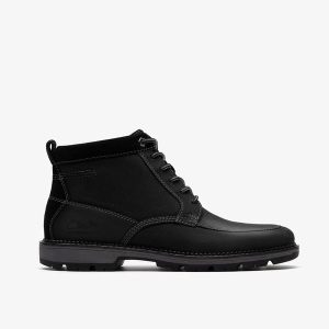 Mens Maplewalk Rise Black Leather Ankle Boots