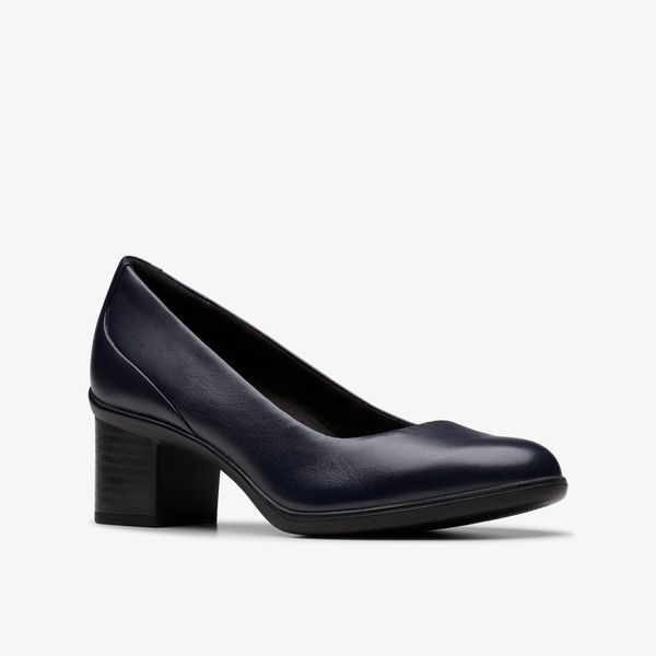 Womens Shaya Poppy Navy Leather Pumps - Image 4