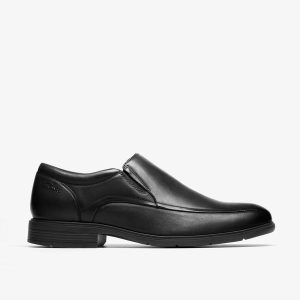 Mens Steadwell Step Black Leather Loafers
