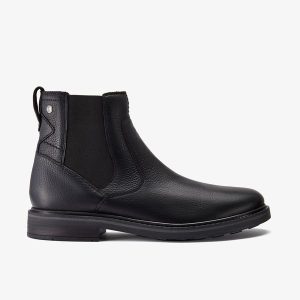 Mens Newford Easy Waterproof Black Warmlined Leather Boots