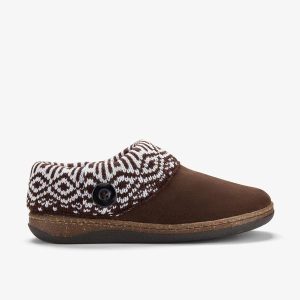 Womens Willowdean Sweater Dark Brown Slippers