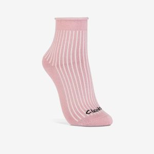 Womens Ribbed Roll Top Mauve Socks