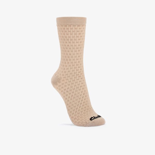 Womens Basket Weave Crew Khaki Socks