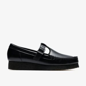 Wallabee T Bar Black Hi Shine Leather