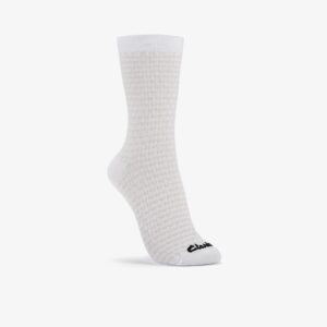 Basket Weave Crew Sock White